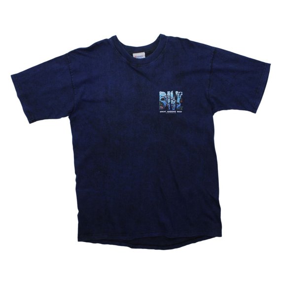 Great Barrier Reef Dive Australia Navy Blue Acid Wash T Shirt Top sz L - Picture 2 of 4
